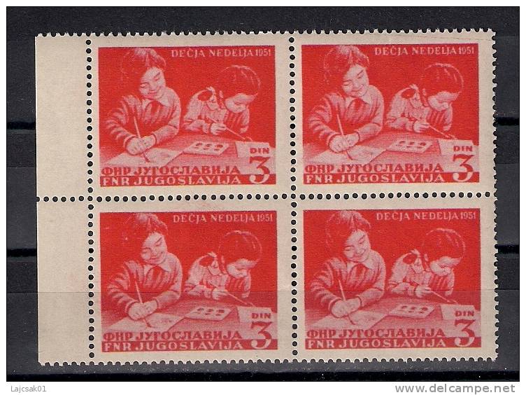 Yugoslavia 1951. Children `s Week Mi.643 MNH Block Of 4 - Unused Stamps