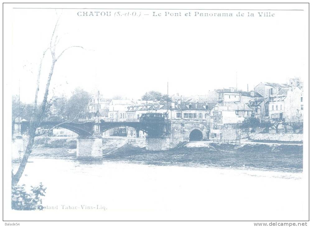 Carte Reproduction Publicité Im. - CHATOU (78) Le Pont Et Panorama De La Ville - Voir Scan Recto Verso - Chatou