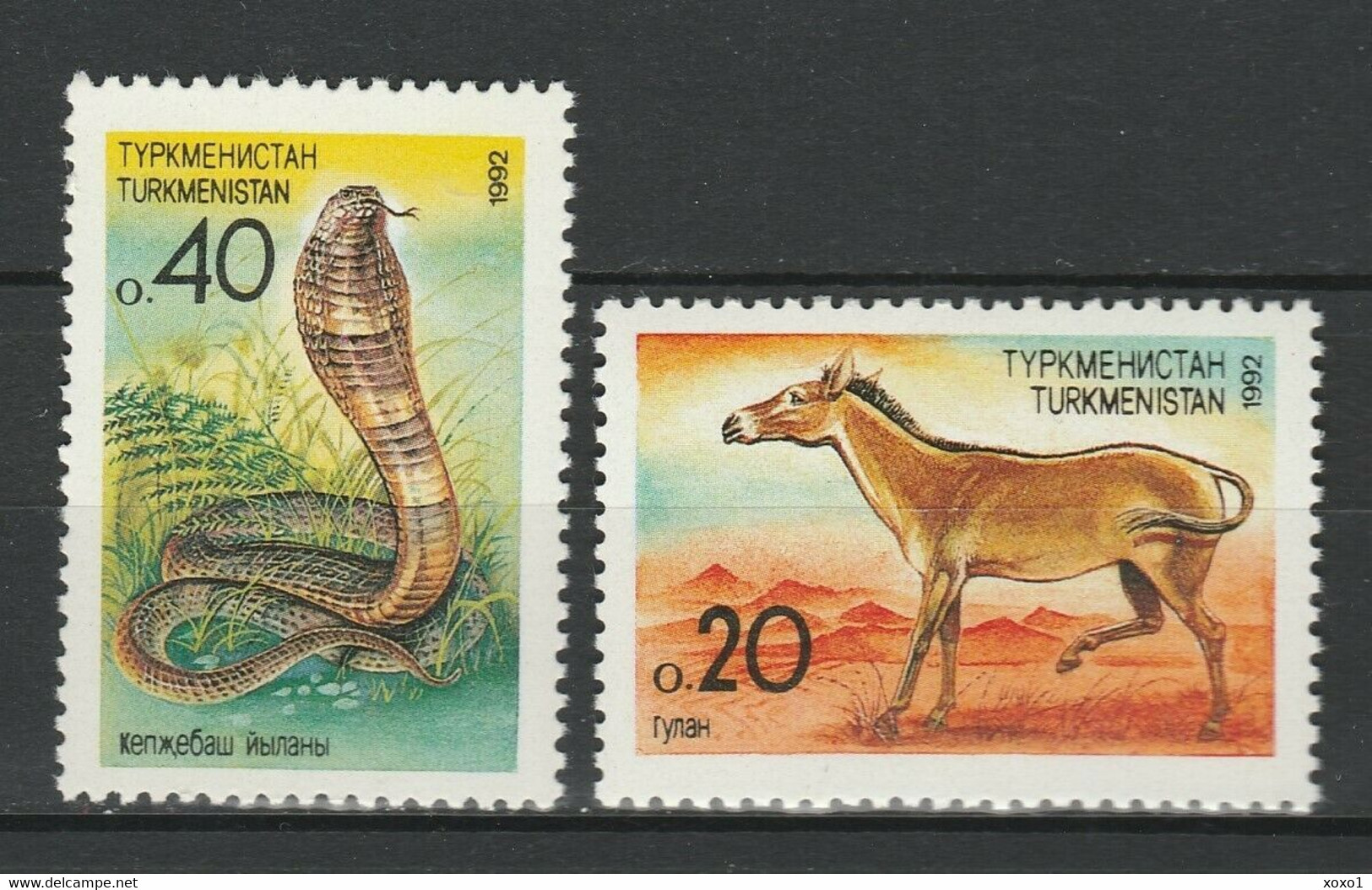 Turkmenistan 1992 MiNr. 2 - 3  Turkmenistan Mammals Reptiles Turkmenian Kulan, King Cobra 2v MNH**  1,00 € - Turkmenistan