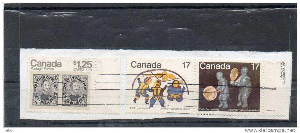 CANADA   3 Timbres De 17c + 1 Timbre De 1,25$    (sur Fragment) - Gebraucht