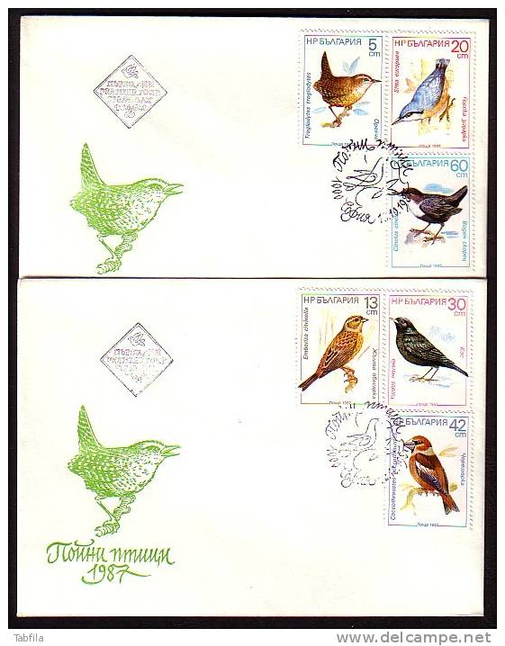 BULGARIA / BULGARIE / BULGARIEN  - 1987 - Birds - 2 FDC - FDC