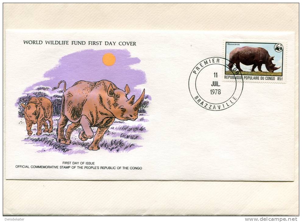 Republique Populaire Du Congo 1978. Rhinocéros. Diceros Bicornis. Neushoorn. FDC WWF. Fauna.Brazzaville. Good! - Rhinocéros