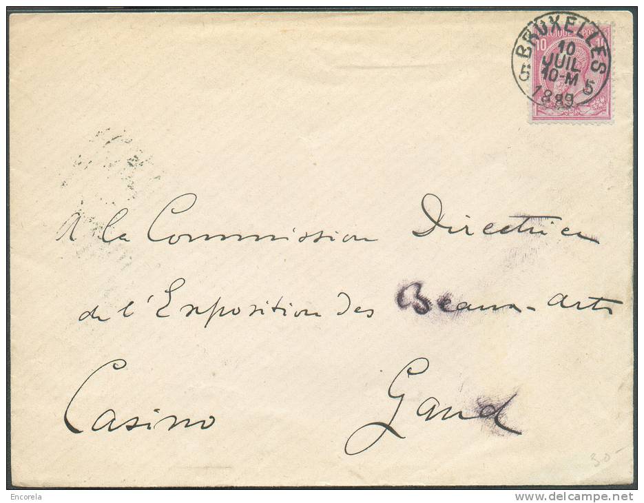 N°46 - 10 Cent. Rouge Obl. Sc BRUXELLES 5 S/L. Du 10 Juillet 1889 Vers Gand - 7094 - 1884-1891 Leopold II