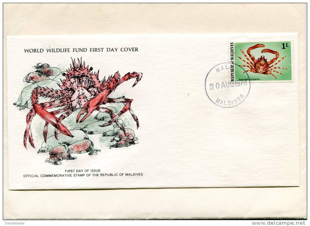 Republic Of Maldives 1978. Schizophrys Aspera. Crab. Crabe. Krab. FDC WWF Fauna. Good. Nice! - Crustacés