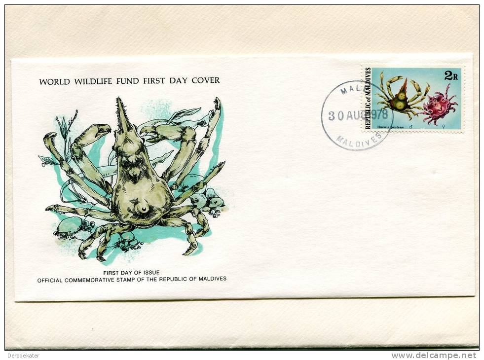 Republic Of Maldives 1978. Huenia Proteus. Crab. Crabe. Krab. FDC WWF Fauna. Good. Nice! - Crustaceans