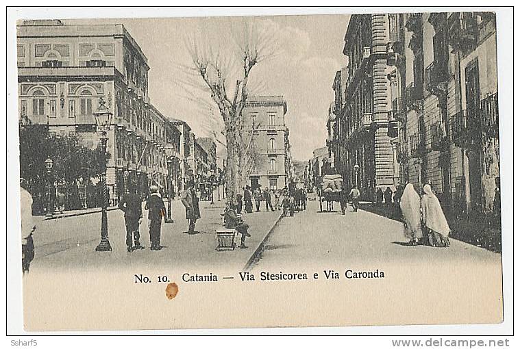 CATANIA - VIA STESICOREA E VIA CARONDA C. 1905 - EDIT.GIUS CHIAVARRO - Catania