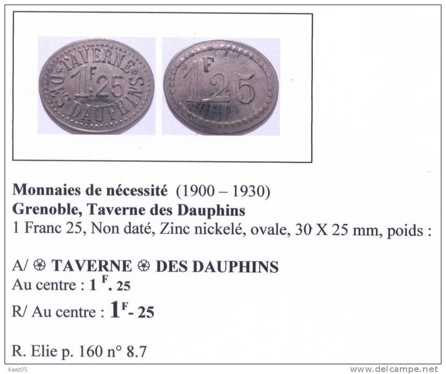 Monnaie De Nécessité, Grenoble (38-Isère), Dauphiné - Autres & Non Classés