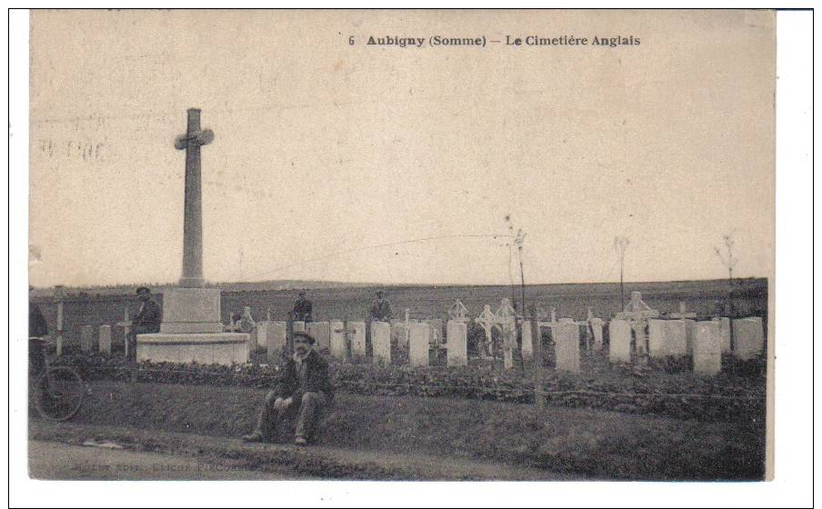 CPA AUBIGNY, Le Cimetière Anglais, Animée, 1924 - Other & Unclassified