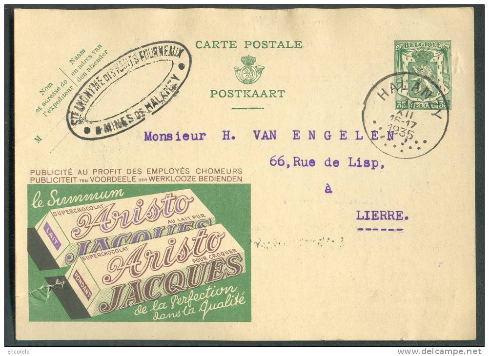 BELGIQUE - EP Carte 35 Cent. Lion Publicité ARISTO JACQUES - CHOCOLAT - 7140 - Alimentation