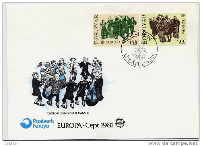 FAEROE ISLANDS 1981 Europa: Folklore  Set On  FDC.  Michel 63-64 - Faeroër