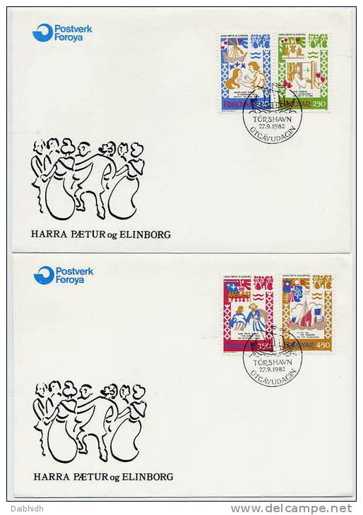 FAEROE ISLANDS 1982 Harra Paetur Set On 2  FDCs.  Michel 75-78 - Faeroër