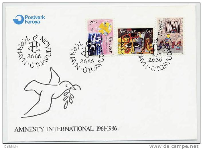FAEROE ISLANDS 1986 Amnesty International Set On  FDC.  Michel 136-68 - Faeroër