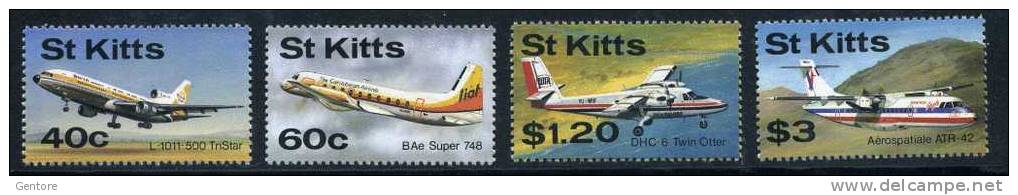 1987 SAINT KITTS Civilian Aircraft  Yvert N° 637/40  Absolutely Perfect MNH ** - St.Kitts And Nevis ( 1983-...)