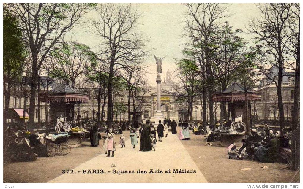 PARIS ARDT 2  SQUARE DES ARTS ET METIERS  AVEC ANIMATION   EDIT  372    CIRC  1906 - Arrondissement: 02