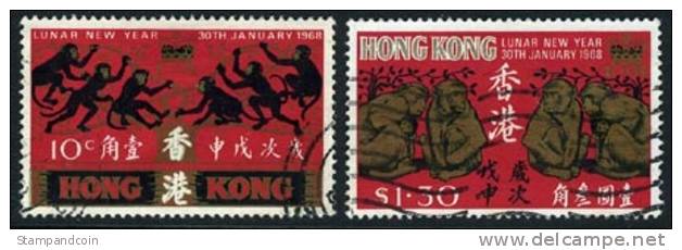 Hong Kong #237-38 Used Lunar New Set From 1968 - Oblitérés