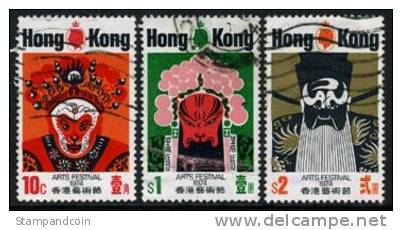Hong Kong #296-98 Used Opera Mask Set From 1974 - Oblitérés