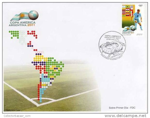 URUGUAY FDC COVER BRIEFMARKEN FUSSBALL SOCCER FOOTBALL FUTBOL AMERICA CUP 2011 - Coupe D'Amérique Du Sud Des Nations