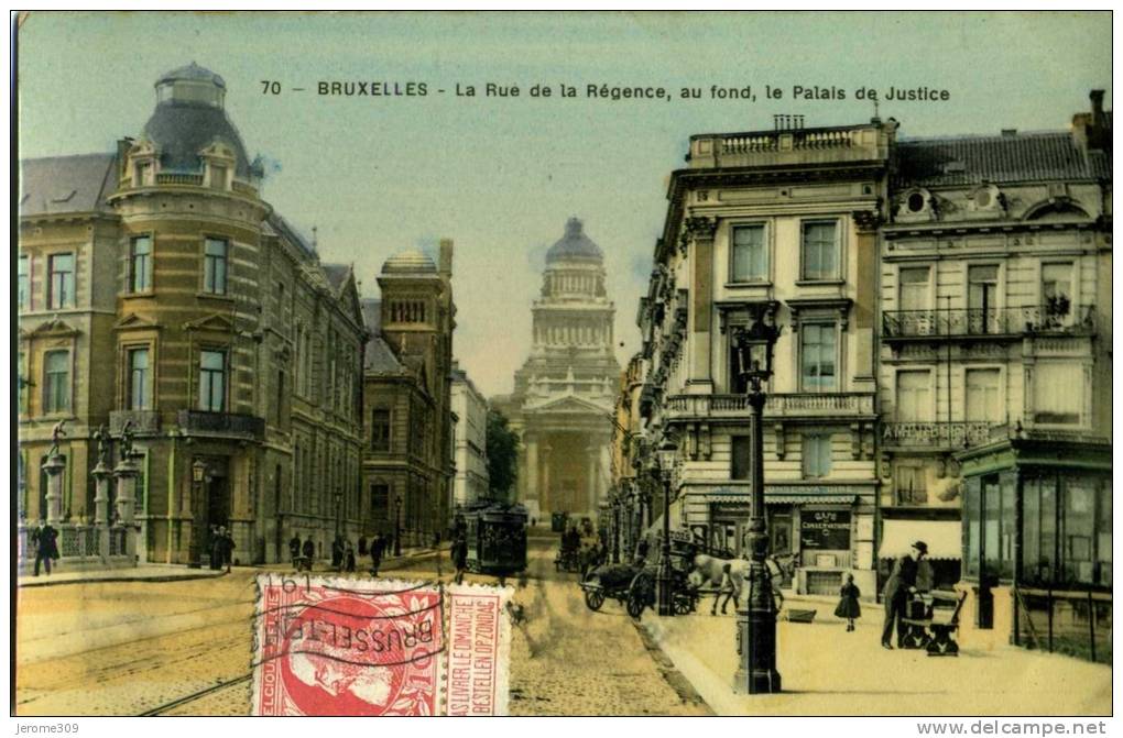 BELGIQUE - BRUXELLES - CPA - N°70 - Bruxelles - La Rue De La Régence, Au Fond, Le Palais De Justice - Lanen, Boulevards