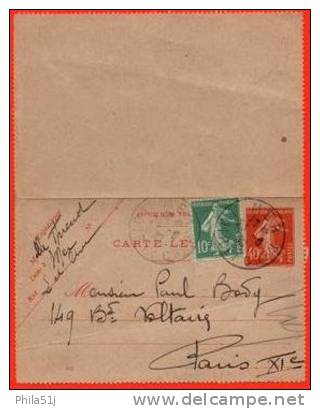 FRANCE  1907/39:_CARTE  LETTRE_N°194CL1_OBL  VOIR  SCAN - Kaartbrieven