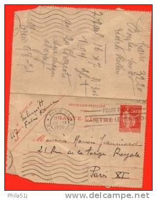 FRANCE  1927:_CARTE  LETTRE_N°283CL1_OBL  VOIR  SCAN - Kaartbrieven