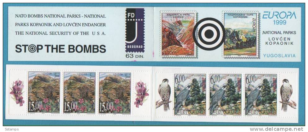 451   JUGOSLAVIA 1999 JUGOSLAVIJA JUGOSLAWIEN   EUROPA CEPT BOOKLET STOP THE BOMBS  FLORA FAUNA NEVER HINGED LUX - 1999