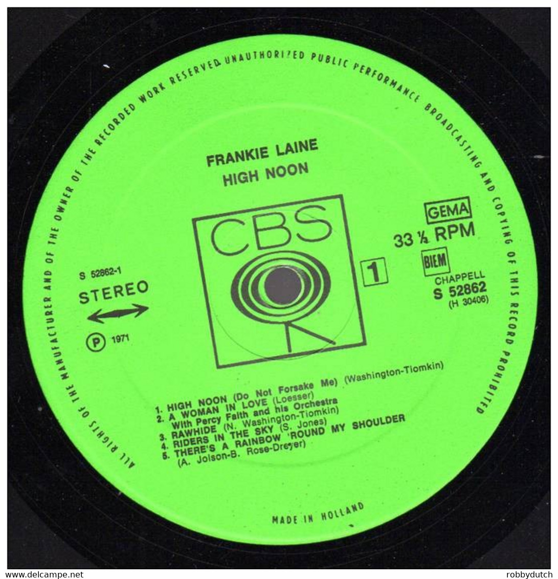 * LP *  FRANKIE LAINE - HIGH NOON (Holland 1971) - Country En Folk