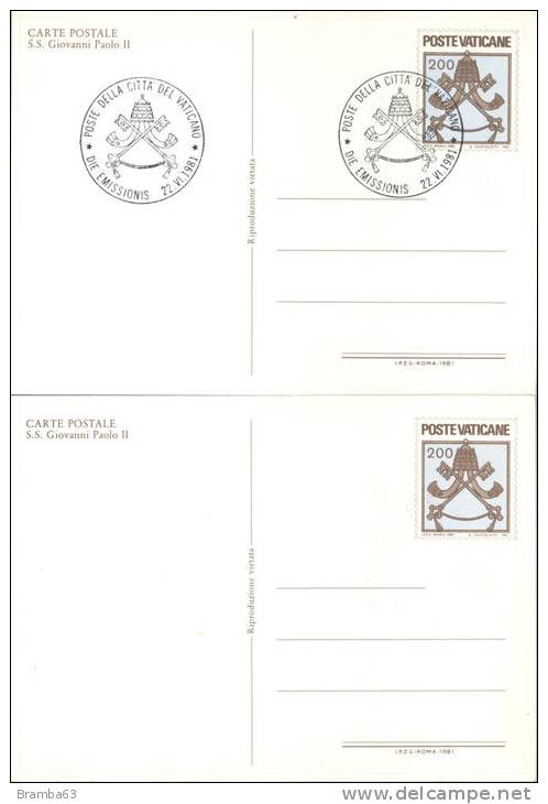 1981 S.S. GIOVANNI PAOLO II L. 200 - 2 CP: Nuova + FDC (Filagr. C21) - Postal Stationeries