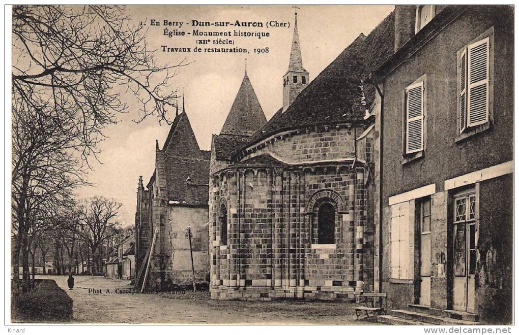 CPA   . DUN-SUR-AURON .  EGLISE .circulé1922.  BE.  EN BERRY. - Dun-sur-Auron