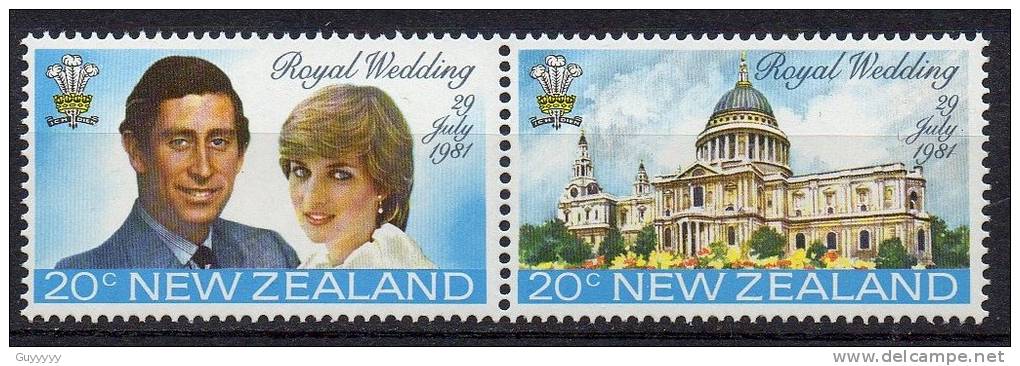 Nouvelle Zélande - 1981 - Mariage Lady Diana & Charles - 2 Timbres Neufs ** - Ungebraucht