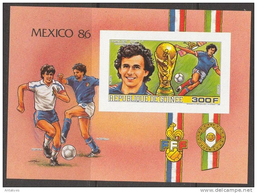 Gvinea Football Soccer FIFA World Cup Mexico 1986 Platini Block Imperf. MNH - 1986 – Messico
