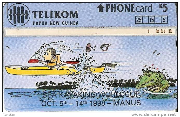 TARJETA DE PAPUA NUEVA GUINEA DE SEA KAYAKING WORLDCUP (COCODRILO-CROCODRILO) - Papua Nuova Guinea