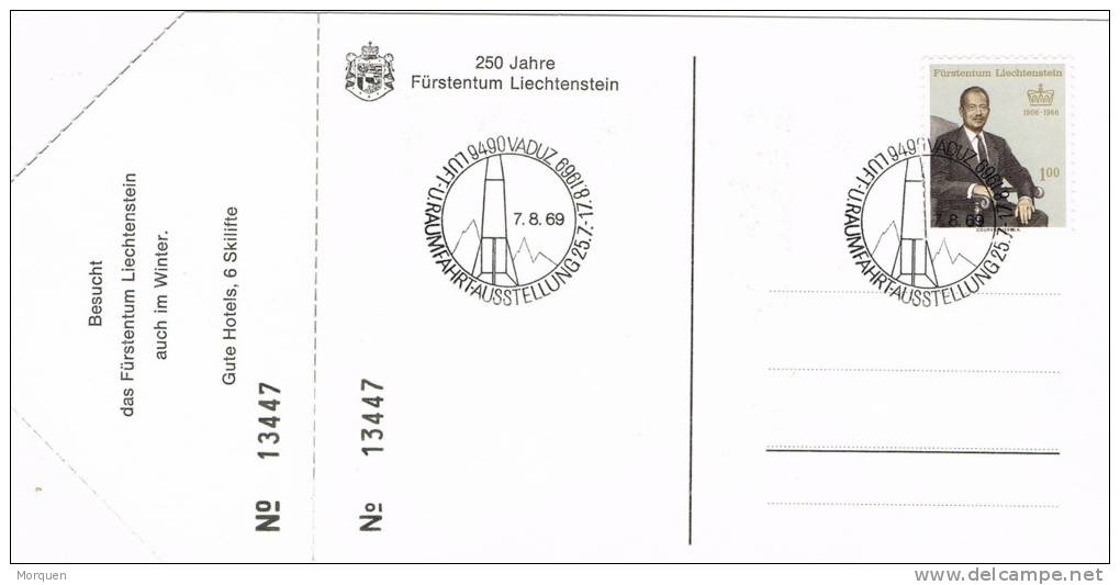 Postal LIECHTENSTEIN 1069. Exposicion Aero Espacial - Cartas & Documentos