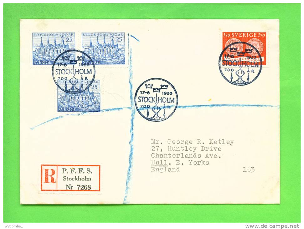 SWEDEN - 1953  Stockhom 700th Anniversary  Registered FDC As Scan - FDC