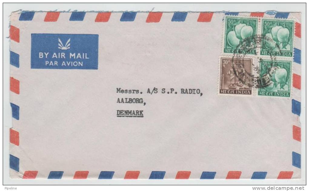India Air Mail Cover Sent To Denmark - Airmail