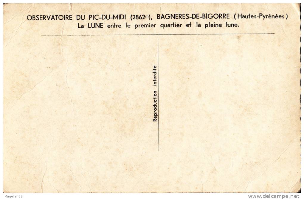 CPA. ASTRONOMIE. LA LUNE . ENTRE LE PREMIER QUARTIER ET LA PLEINE LUNE . ASTRE. SYSTÈME SOLAIRE - Astronomia