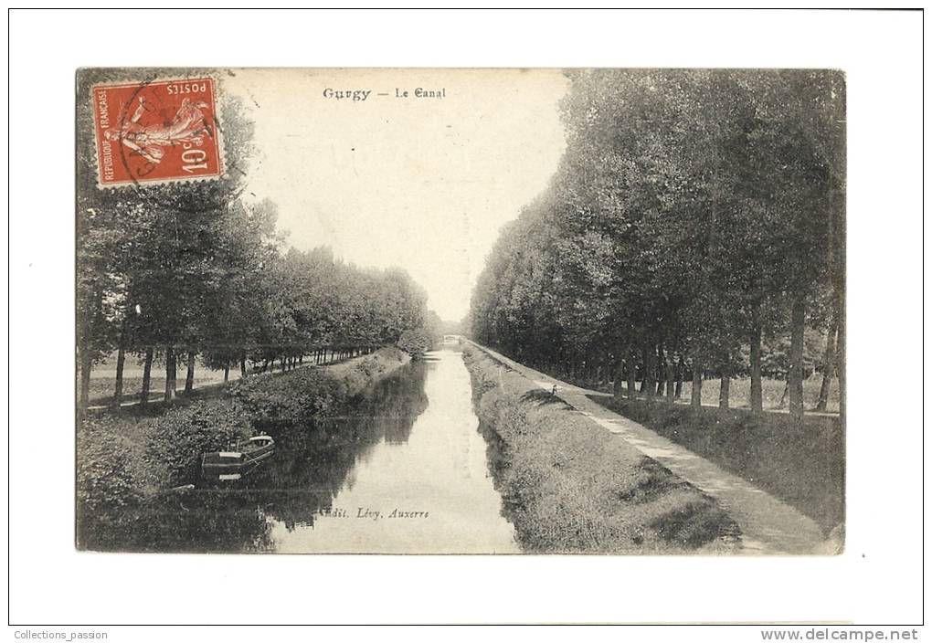 Cp, 89, Gurgy, Le Canal, Voyagée - Gurgy