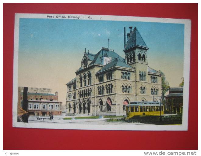 - Kentucky > Covington  Trolley By Post Office  Kramer Art   1920 Cancel      ---  ===   --- Ref 251 - Covington