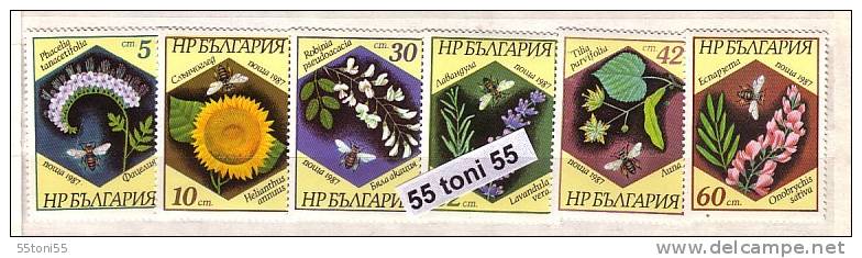 1987 BEES - HONEY 6v. – MNH  BULGARIA / Bulgarie - Honeybees