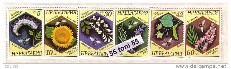 1987 BEES - HONEY 6v. – MNH  BULGARIA / Bulgarie - Abejas