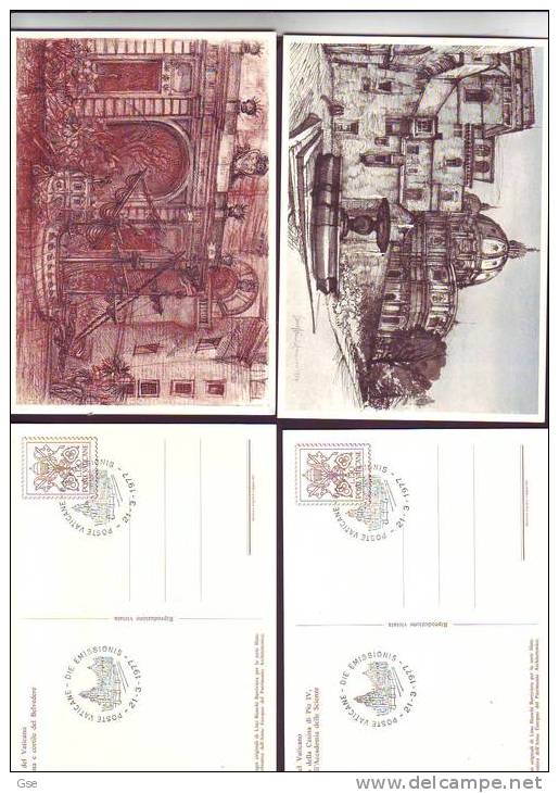 VATICANO  1977 . FDC -  Pertile 12 6 CP  - Architetture E Fontane - Annullo Speciale - Entiers Postaux