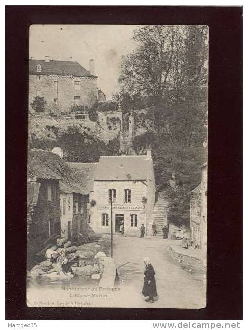 22 Moncontour De Bretagne L´étang Martin édit.lequien N° 2 Animée Lavoir Laveuse Café Rolland Vend à Boire & à Manger - Moncontour