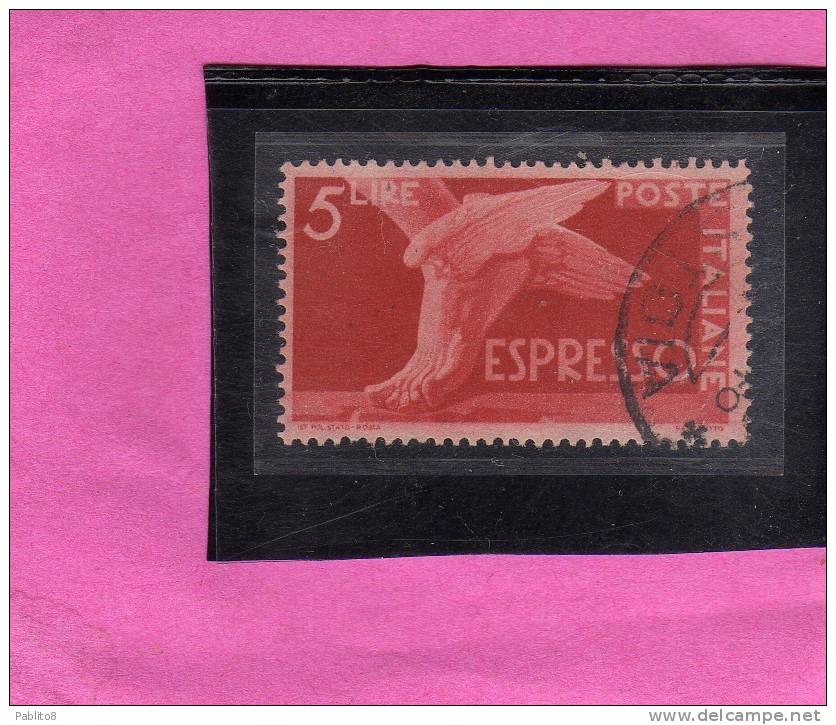 ITALIA REPUBBLICA ITALY REPUBLIC 1945 1952 DEMOCRATICA ESPRESSI SPECIAL DELIVERY ESPRESSO LIRE 5 USATO USED OBLITERE´ - Express/pneumatic Mail