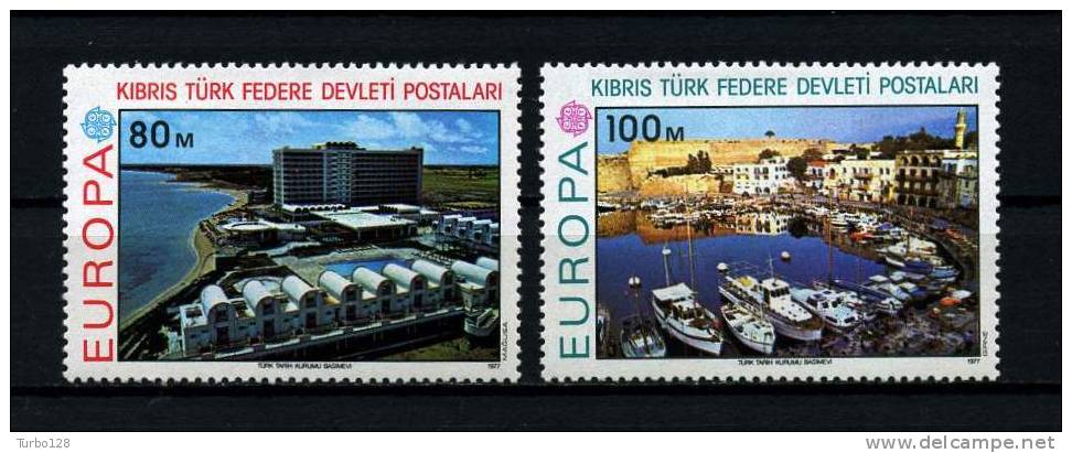 CHYPRE TURC 1977  N° 32/33**  Neufs,  Ier Choix. Sup.  Cote: 3.50&euro; (EUROPA. Port. Bateaux, Boats, Ships) - Unused Stamps