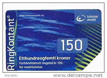 NORVEGIA (NORWAY) - TELENOR MOBILE (RECHARGE GSM) -  RING KONTANT 150    - USED ° -  RIF. 3919 - Noruega