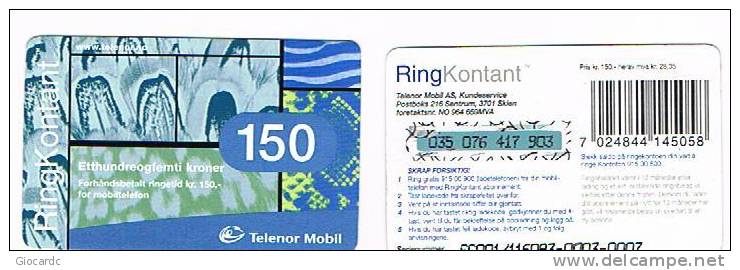 NORVEGIA (NORWAY) - TELENOR MOBILE (RECHARGE GSM) -  RING KONTANT,  150   - USED °  -  RIF. 3920 - Norwegen