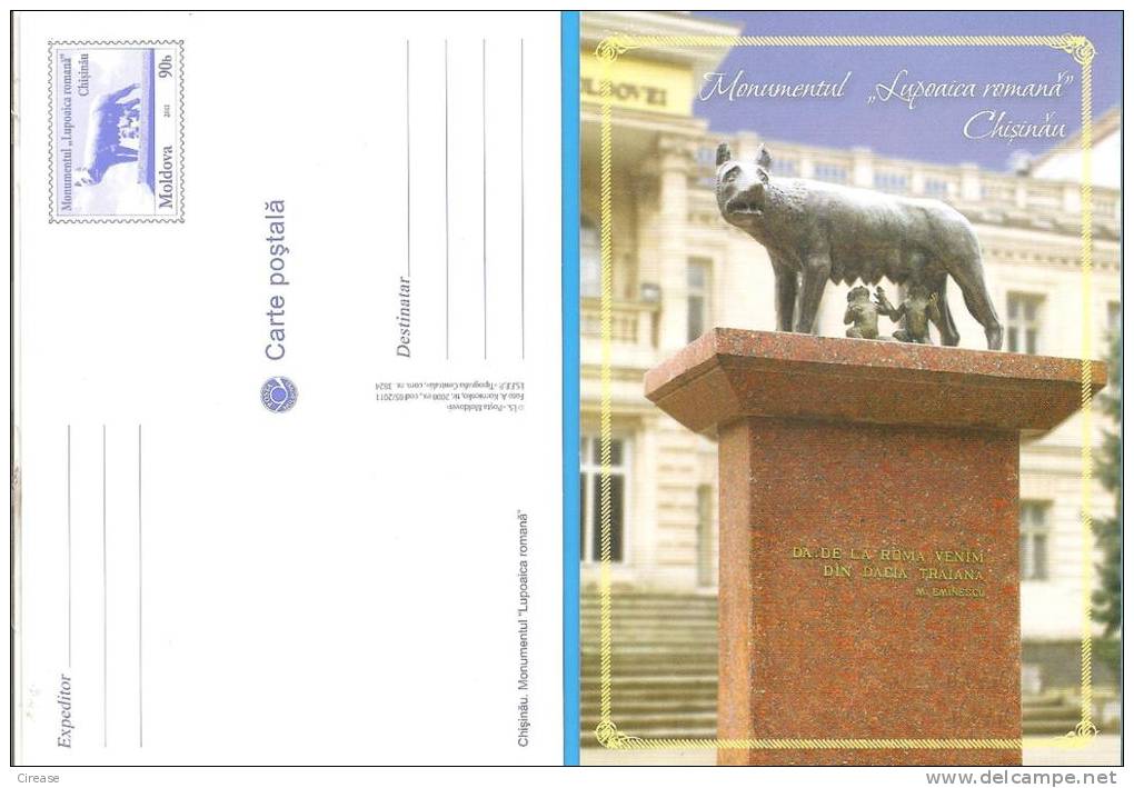 Chisinau. Wolf, Romulus And Remulus, Symbol Of Rome MOLDOVA  / MOLDAVIE Postal Stationery  Postcard 2011 - Mitología