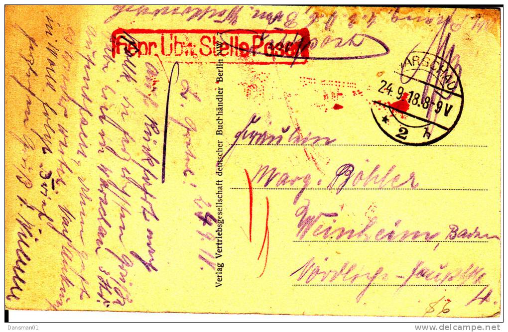 POLAND Postcard Warschau Censor 1918 - ...-1860 Préphilatélie