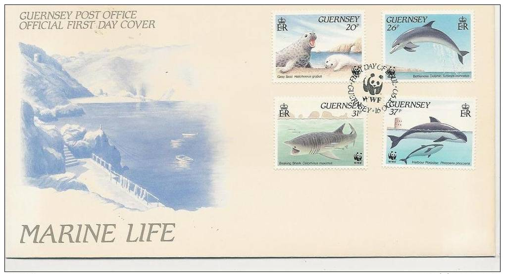 FDC WWF Guernsey 1990   Marine Life - Sonstige & Ohne Zuordnung