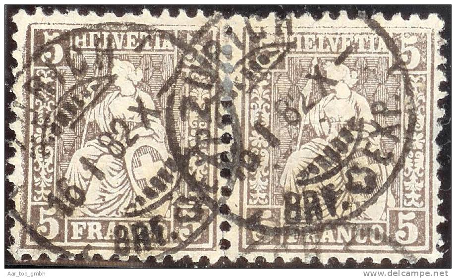 Schweiz 1882-01-16 Zu#45 Paar Gestemeplt Zürich Faserpapier Sitzende Helvetia - Used Stamps