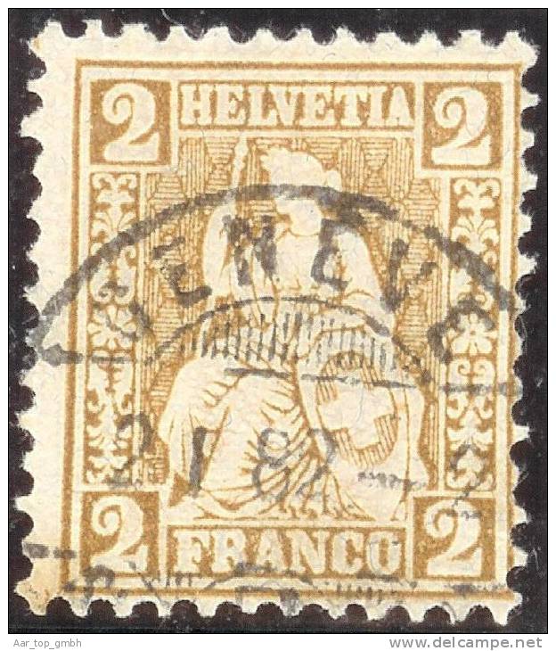 Schweiz 1882-01-02 Zu#44 Gestempelt Genève Faserpapier Sitzende Helvetia - Usati